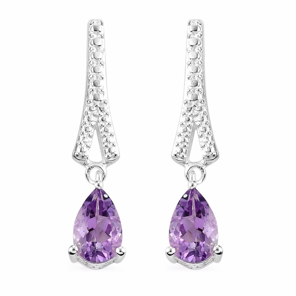 Elegant Rose De France Amethyst Teardrop Earrings
